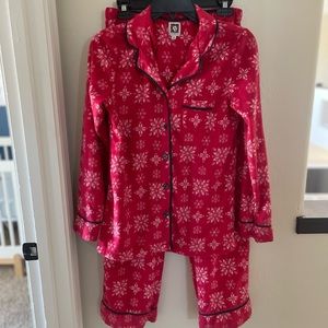 Ann Klein Fleece Red & White Snowflake Pajama Set Size Small